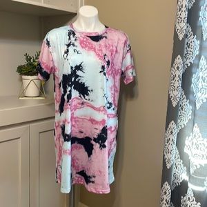 Shein drop shoulder space dyed t shirt dress.